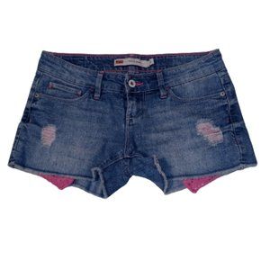 Levi’s Shorty Shorts with  Pink Crocheted Pocket Detail size 3